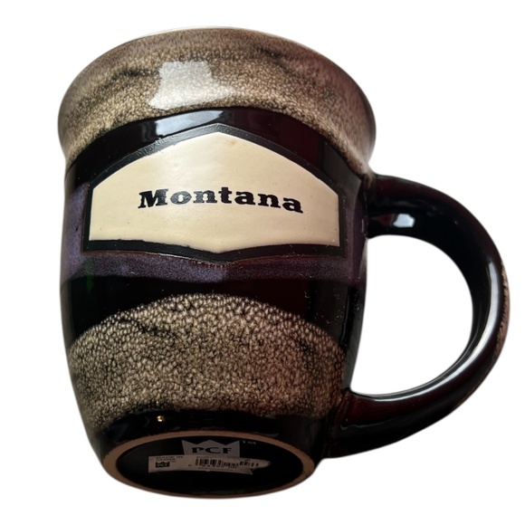 PCF MONTANA Souvenir Earth Tones Glazed Coffee Mug With Purple - Picture 2 of 8